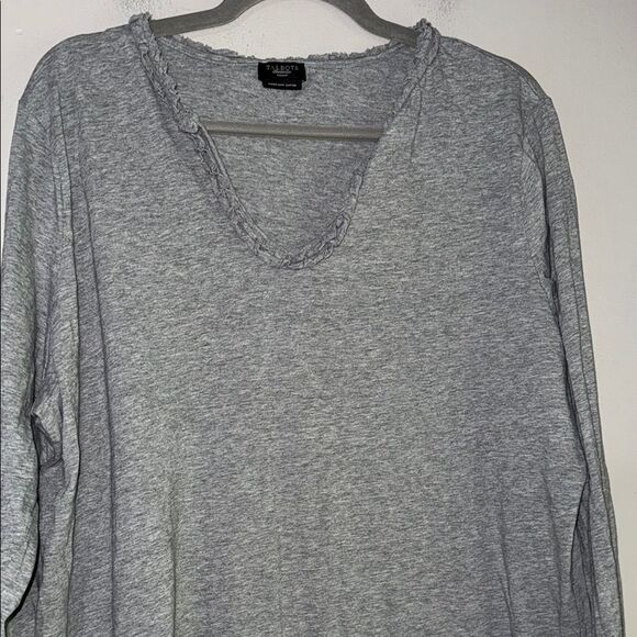 Talbots Gray Relaxed Blouse with V-Neckline - Picture 6 of 9